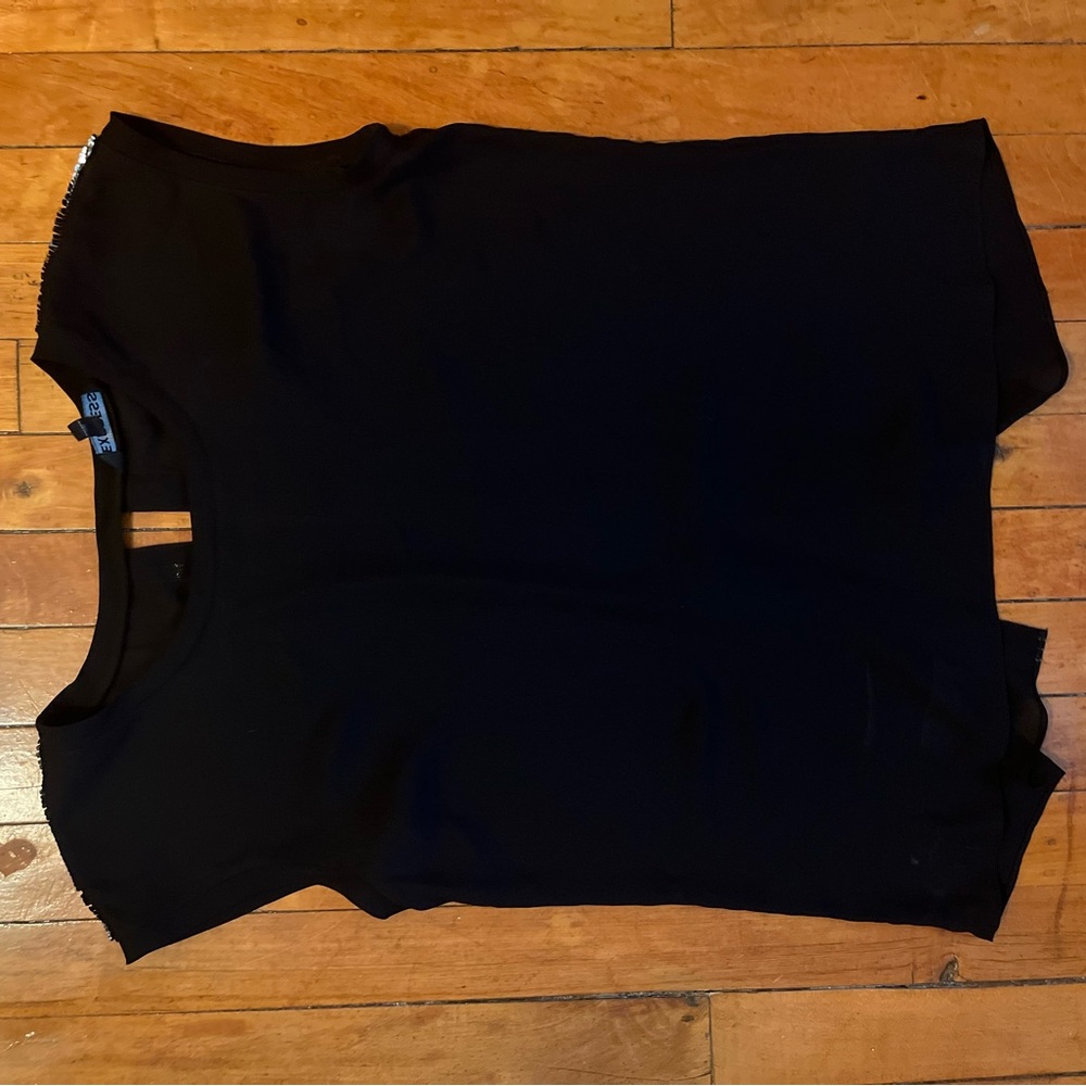 Express Black Knit Top with Wide Neckline and Boxy Fit